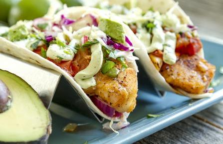 Fish tacos with rainbow slaw